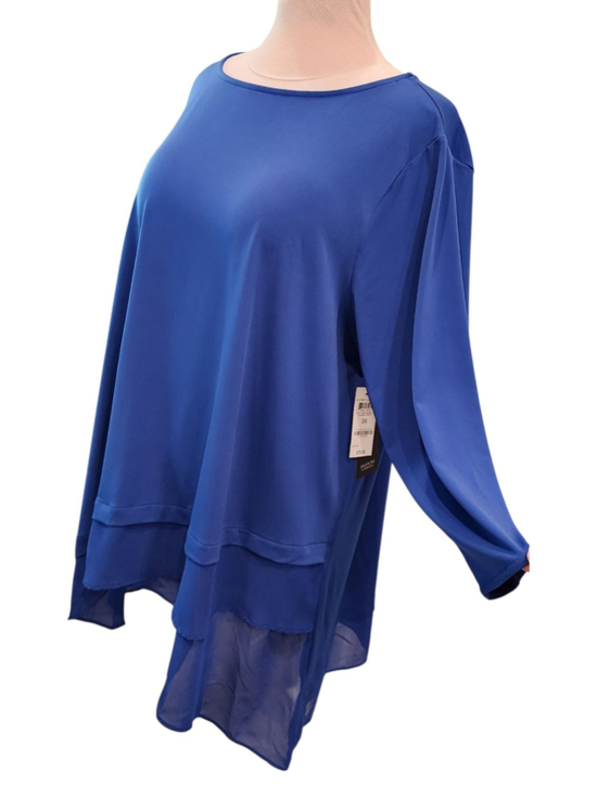 Alfani Tops - Alfani Elements 3X Cobalt Blue Asymmetric Tunic Top 3/4 Sleeve Plus Size NWT